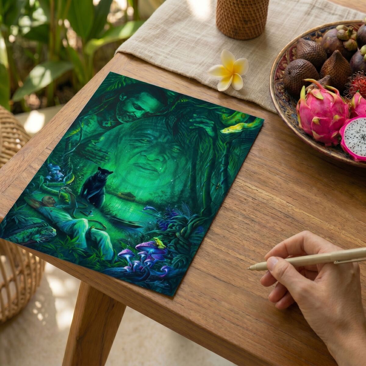 The Sacrament of Ayahuasca — Evgeniy Lapchenko — Hand-signed · 30 × 40 cm · Print on laminated board
